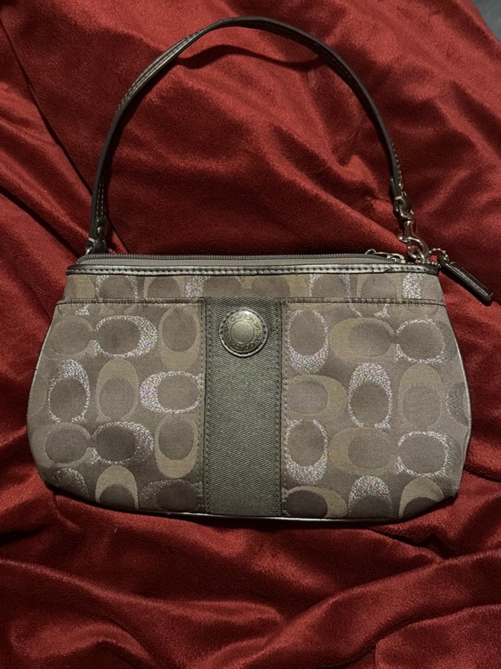 Coach Brown Signature Canvas Wristlet Clutch